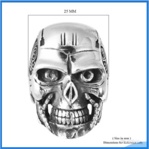 Men Skull Ring in Black Oxidized Stainless Steel - Picture 5 of 8